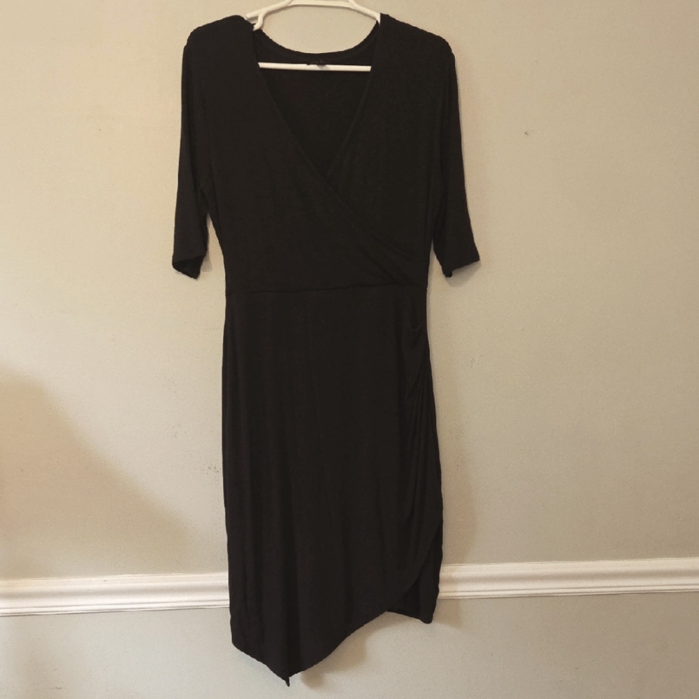 2/$15 Black Knit Wrap Dress (L)